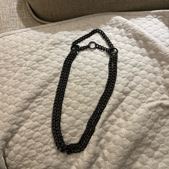 Black metal double chain necklace - Picture 1 of 2